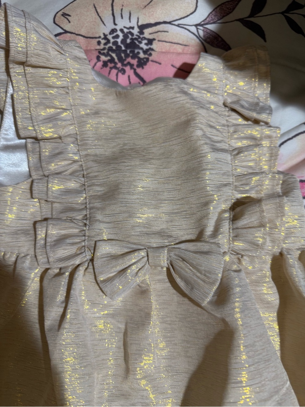 Carter's Gold Shimmery Ruffle Dress - Picture 2 of 16